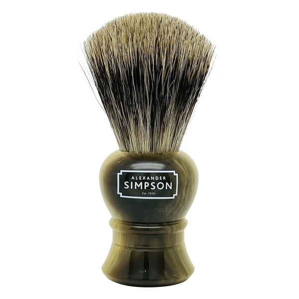 Simpson Islington Faux Horn Pure Badger S Rasierpinsel mit Dachsborsten - No More Beard