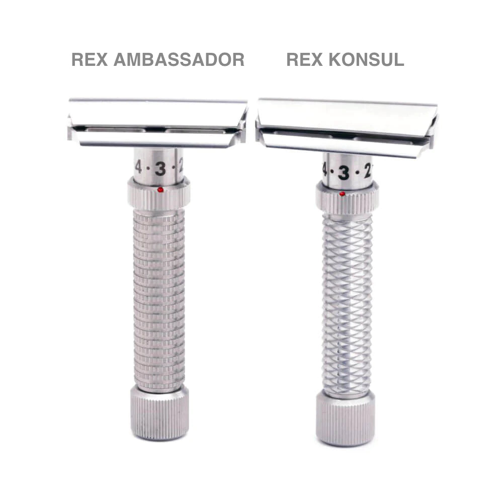 Rex Konsul Slant Adjustable Deluxe Rhodium Rasierhobel - No More Beard