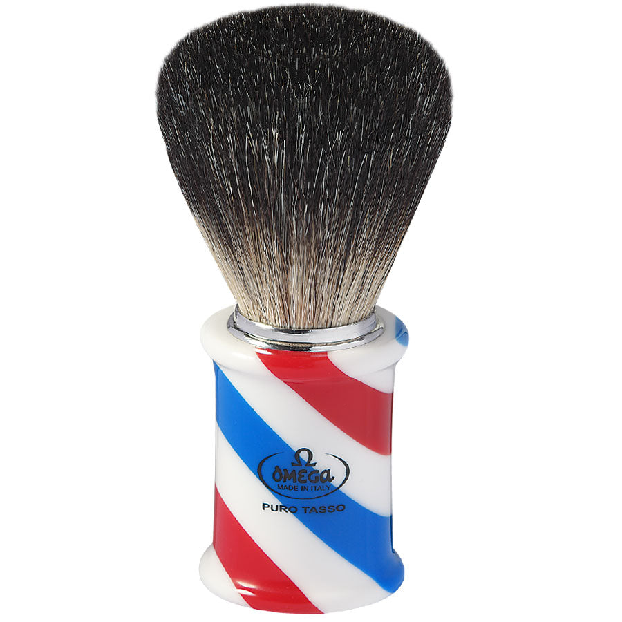 Omega 6736 Barber Pole Rasierpinsel mit Dachshaarborsten - No More Beard