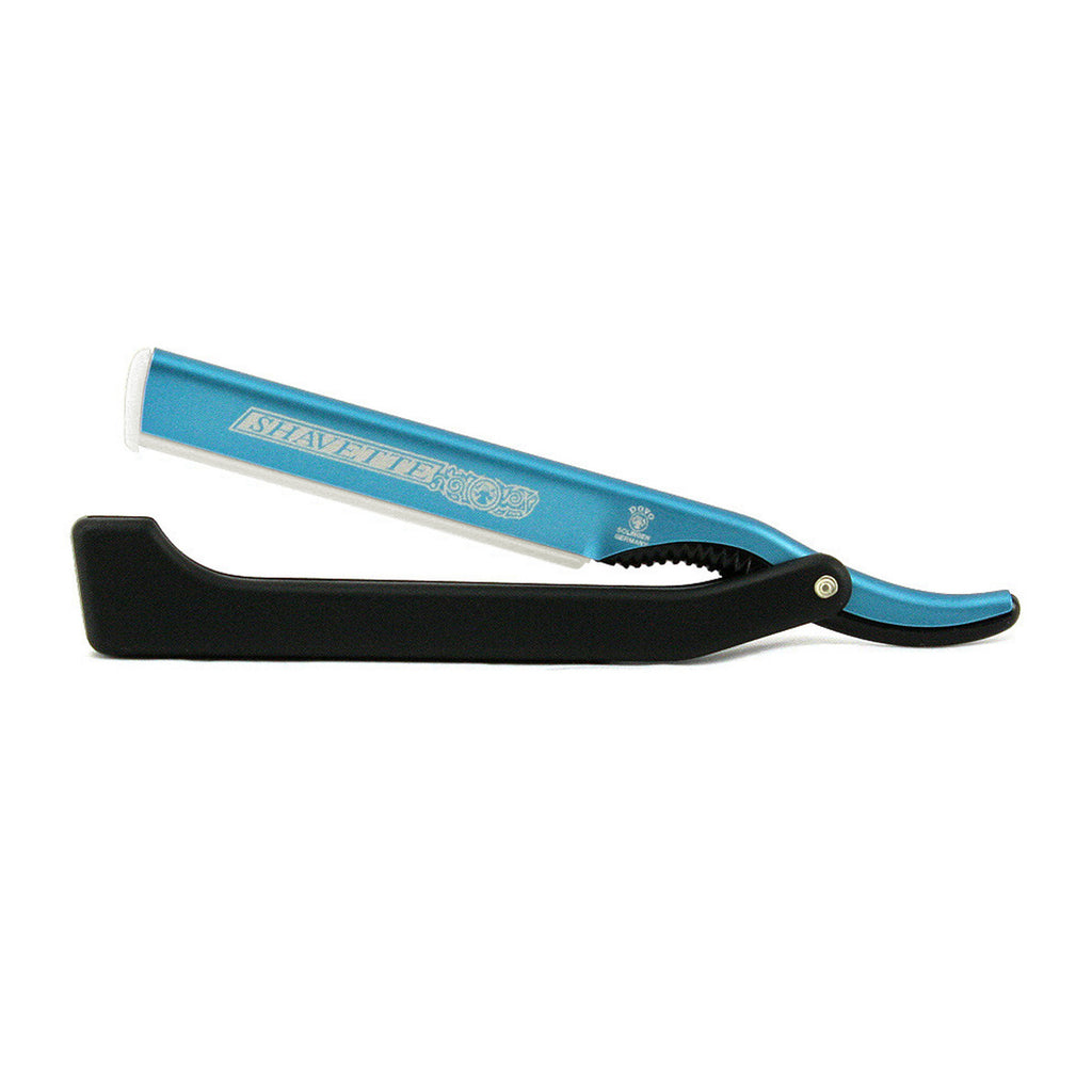 DOVO Shavette Alu blau Rasiermesser mit Wechselklinge - No More Beard